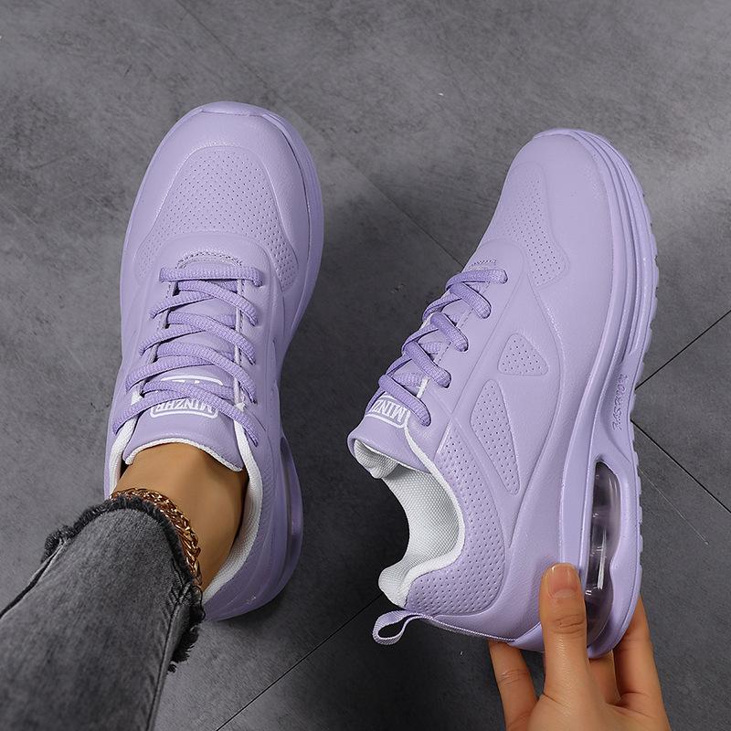 Женские модные кроссовки с воздушной подушкой, из ПУ кожи, для бега, противоскользящая уличная спортивная обувь, эластичные тренировочные кроссовки для зала
