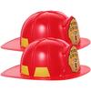2 Pcs Role Playing Game Red Fireman Hat Firefighter Costume Accessory Pvc Plastic Material Party Favors Child
