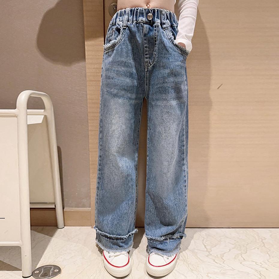 Джинсы для девочек, однотонные джинсы для девочек, детские весенне-осенние детские джинсы, повседневная одежда для девочек 6, 8, 10, 12, 14 лет