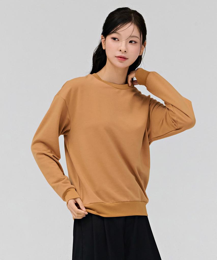 CHASECULT Women'S Loose Fit Daily Fleece-Lined Sweatshirt - Camel