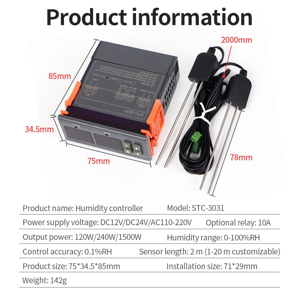 AC110V-220V Digital Soil Humidity Controller Soil Moisture Meter Hygrometer Garden Plants Humidity Thermoregulator STC-3030