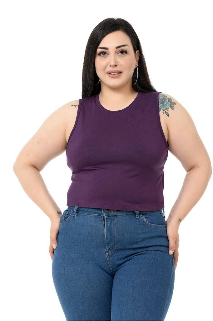 Женский стиль, боди большого размера, большие размеры, с круглым вырезом, без рукавов, укороченное боди из вискозы и норки