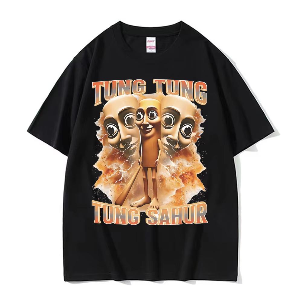 Tung Tung Tung Sahur Funny Baseball Bat Meme T Shirt Unisex Vintage Humor Short Sleeve Tshirts Unisex Oversized Pure Cotton Tshirt