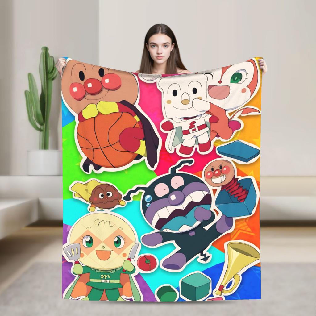 Baikinman Anime Flannel Blanket Soft Durable Throw Blanket for Living Room Picnic Novelty Bedspread Sofa Bed Cover