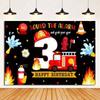 Firetruck Theme Background Banner Firefighter Hero Boy Birthday Party Decoration Baby Shower Backdrop Supplies Photography Prop