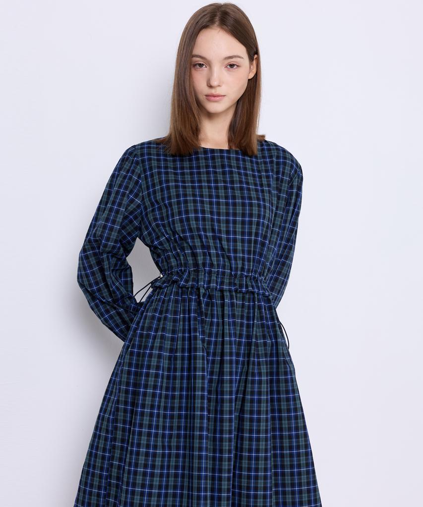 Manavis Seven Tide Check String Dress [Green]