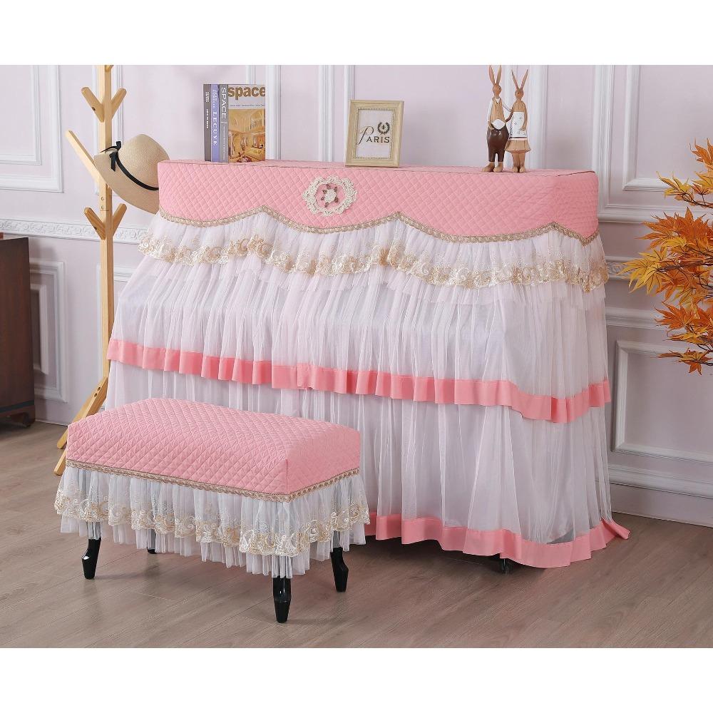 Beautiful and Dustproof Piano Cover for Household Use Small Fresh Lace Fabric Cover Playing The Piano At Home Without Taking It