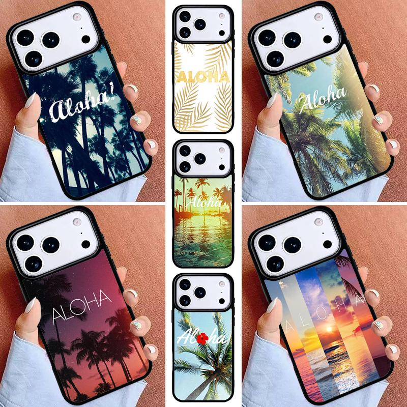 Алоха Гавайи Гавайский Пляж Пальмы Чехол для Телефона для iPhone 16e 15 14 13 12 17 Pro Max Plus Air 17pro Чехол Coque