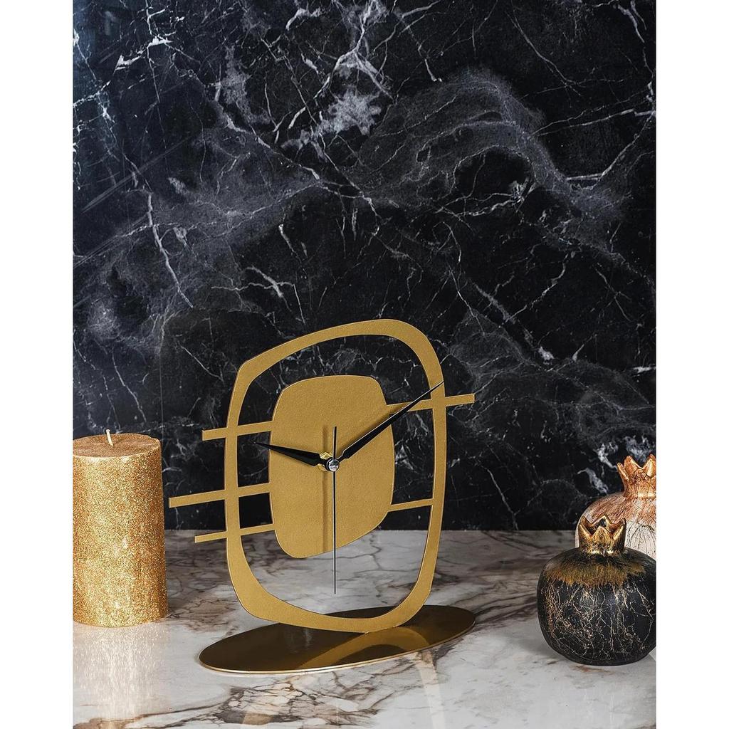 MUYIKA Maceire Antiqued Metal Decorative Table Clock 24x22cm, 3 Different Colors, Home Decoration, Table and Desk Clock, Stylish Clock for Home