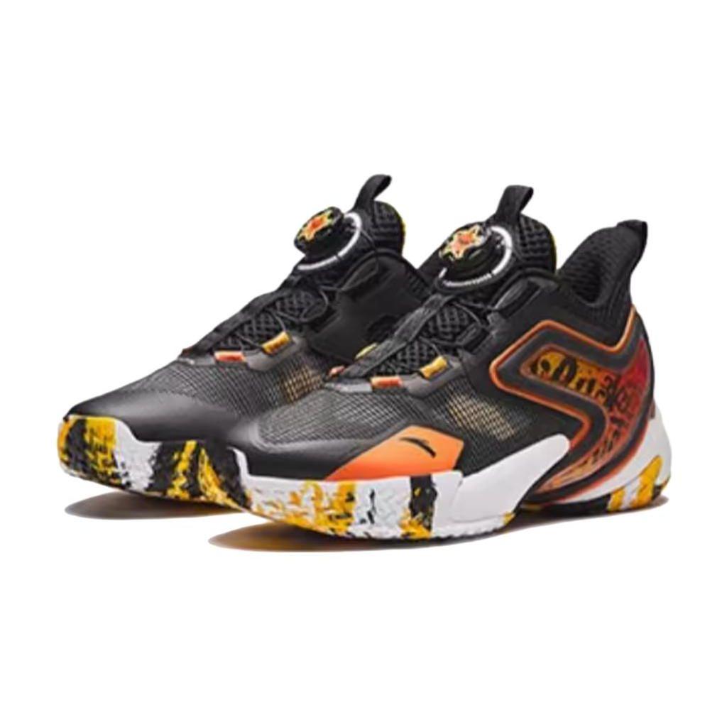 Anta Comfortable And Stylish Low-Top Basketball Shoes Men Sneakers Black Yellow Orange 312341112-2