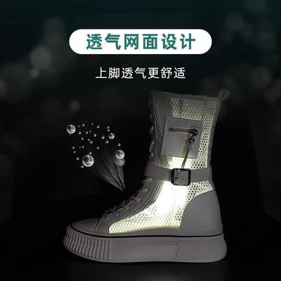 Высокие мягкие кожаные классные ботинки для женщин, новые весенние и осенние ботинки 2025 года из тонкой дышащей сетки, короткие ботинки на британской платформе, ботинки Martin