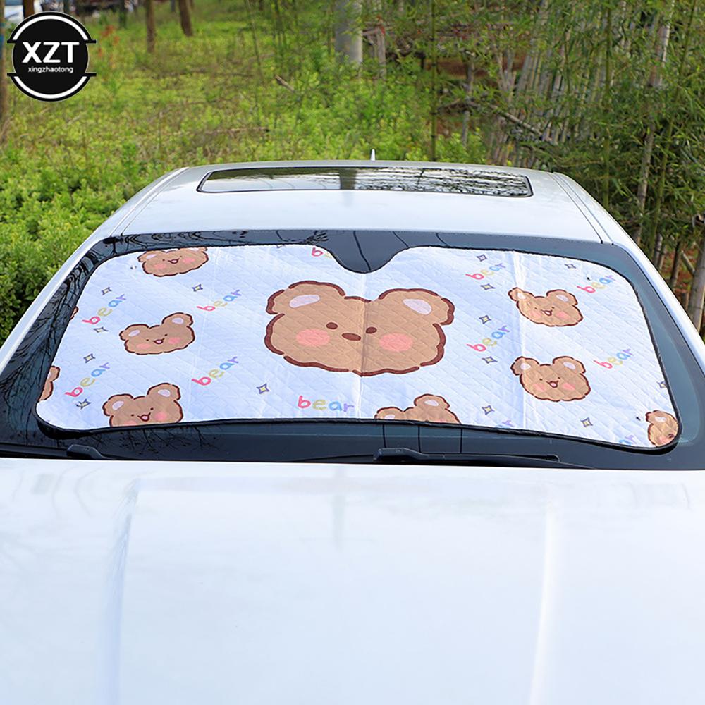 Летний мультяшный автомобильный солнцезащитный козырек на лобовое стекло, мультяшные автомобильные аксессуары, солнцезащитный козырек, защита от солнца, автомобильное украшение для мужчин и женщин