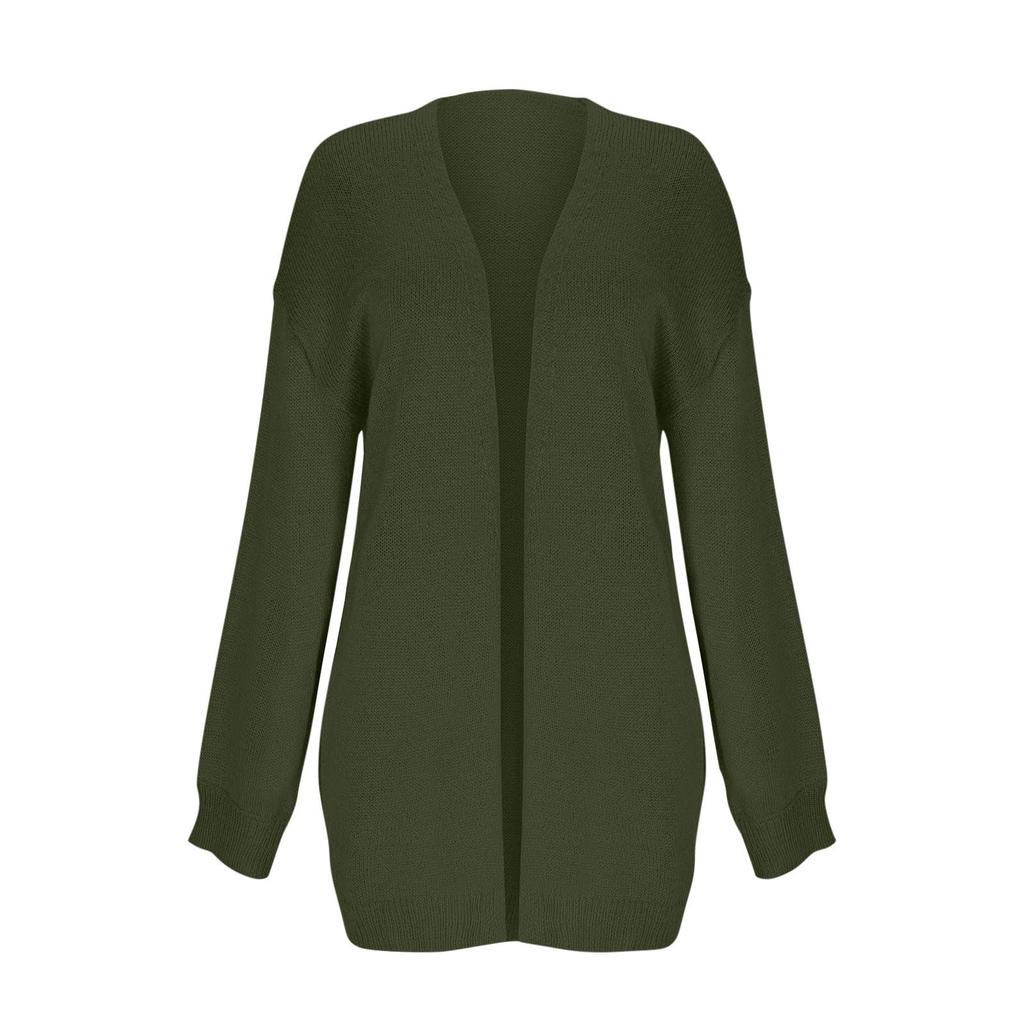Женский однотонный свитер свободного кроя с V-образным вырезом, вязаный кардиган-жакет