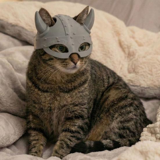3D-печатная маска кошки, забавный щит для морды кошки-викинга для маскарада, косплея, костюма на Хэллоуин, аксессуаров для вечеринки.
