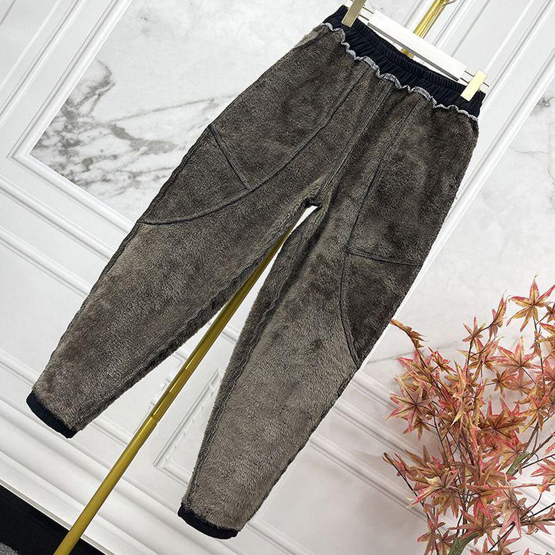 Женские джинсы-гаремы с высокой посадкой и флисовой подкладкой - Эластичные, Утепленные, Модный свободный крой