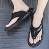Flip Flops Men Shoes Outdoor PU Leather Flat Shoes Summer Beach Holiday Shoes Size 38-44 Outdoor Breathable Casual Shoes