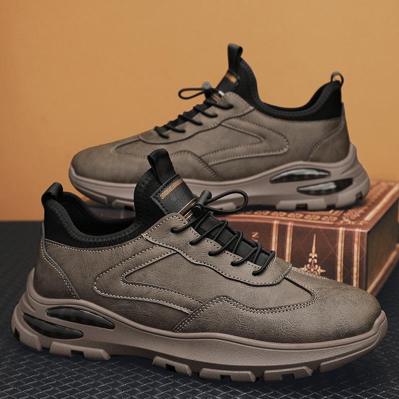 2025 однотонные модные мужские туфли зимние рабочие повседневные кожаные туфли мужские шнурки удобные универсальные спортивные туфли