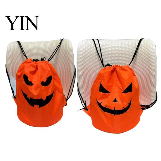 Large Capacity Trick or Treat Pouch LED Drawstring Pumpkin Backpack for Kids, Halloween Light Up Candy Bag with Reinforced Stitching Gift Carrier