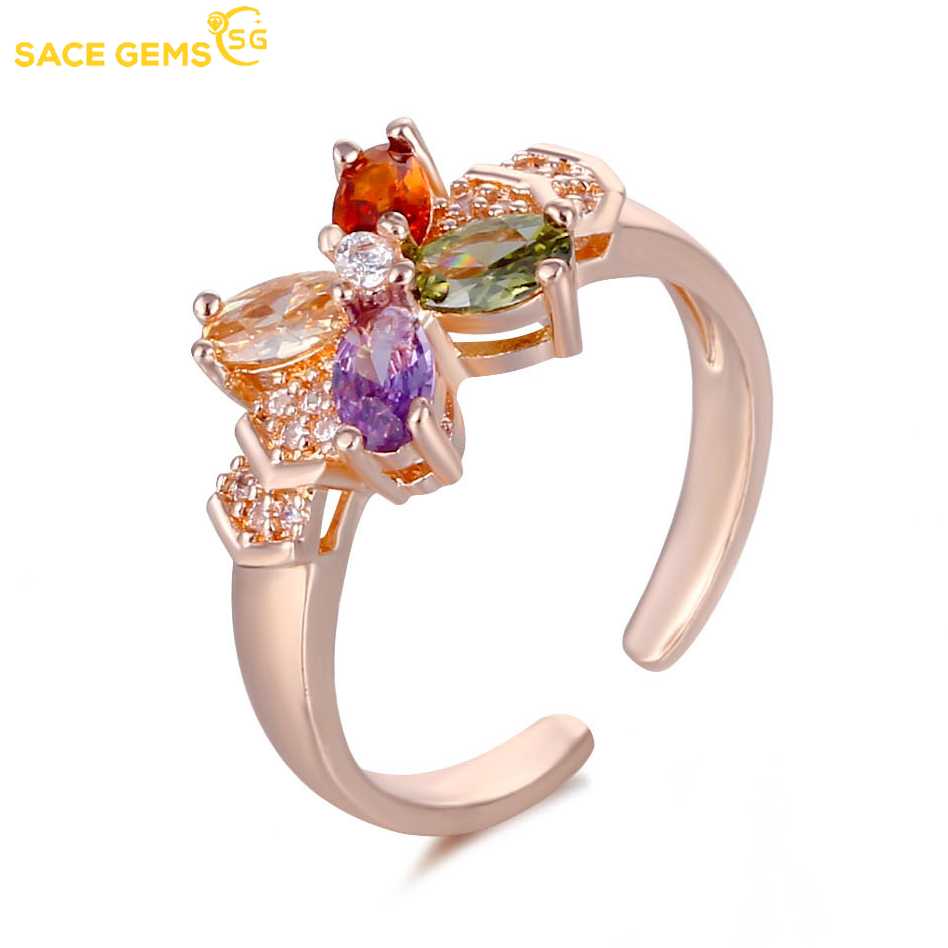 Sace Gems Классическое роскошное многоцветное кольцо с цирконом, женские ювелирные изделия, свадебный подарок для вечеринки