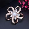 CMM 18K Rose Golden Color Cubic Zirconia Flower Brooch Pin