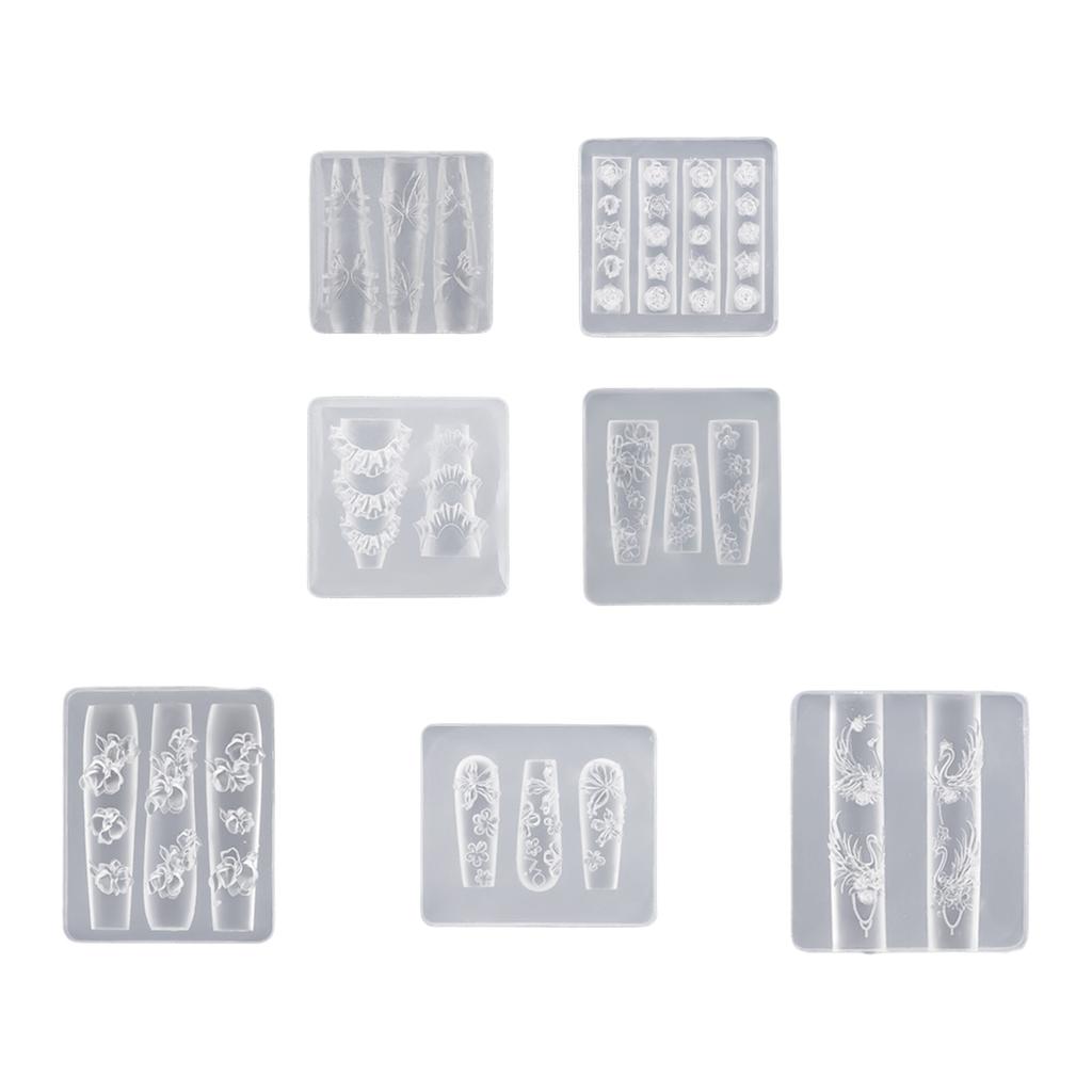 Многоразовая силиконовая форма для нейл-арта для 3D-дизайнов с узорами бабочки, цветка и луны, портативная для акриловых материалов для рукоделия