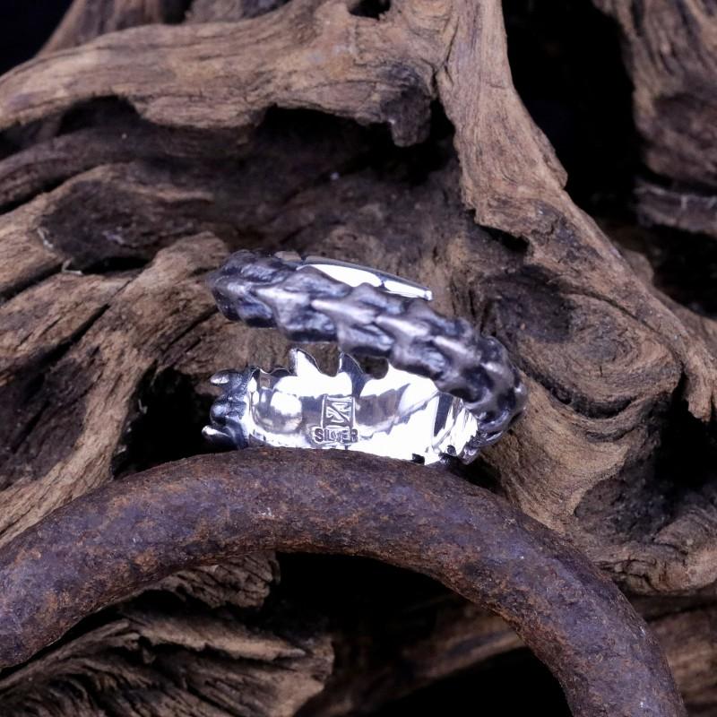 Adjustable Open Ring Men Women Sterling Geometric Vintage-Inspired Centipede Design Statement