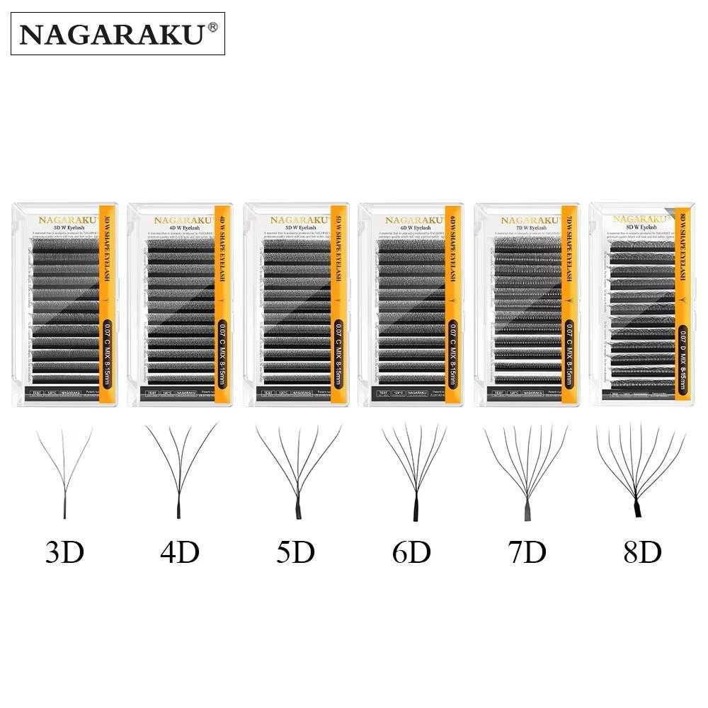 NAGARAKU Автоматические Цветущие W-образные Пучки 3D 4D 5D 6D 7D 8D Готовые Пучки Скоростные Наращивание Ресниц Натуральные Мягкие Легкие Полные Густые