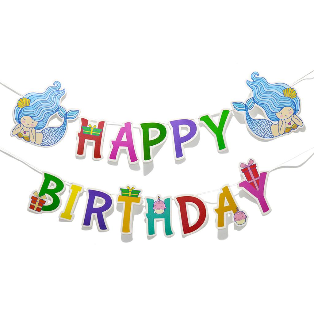 Happy Birthday Flag Summer Theme Party Arrangement Banner Latte Customization