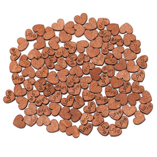 100Pcs/Lot Love Heart Shape Wood Sewing Appointment Wedding Decoration Buttons