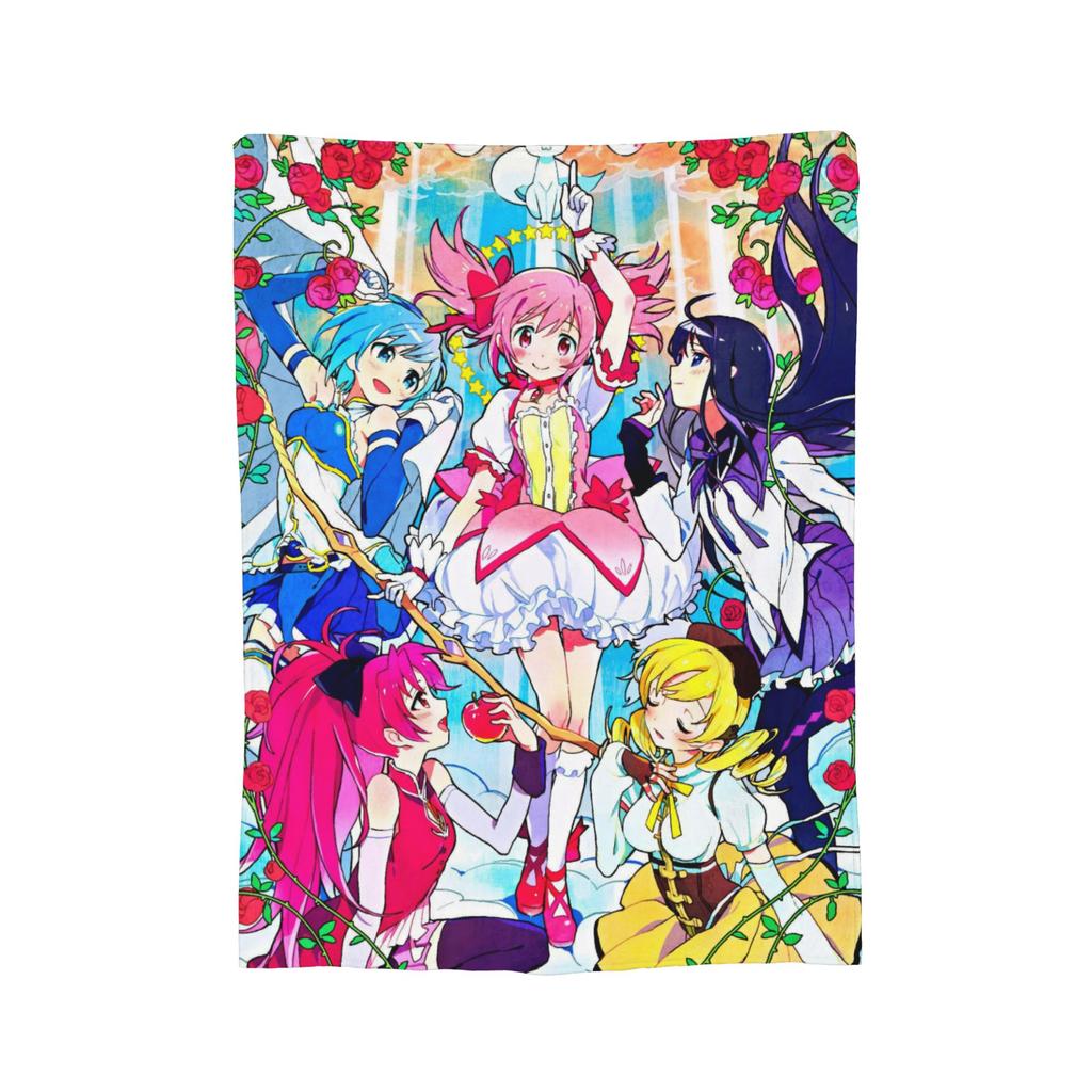 Puella Magi Madoka Magica Anime Blankets Fleece Summer Multifunction Ultra-Soft Throw Blankets for Bedding Office Quilt