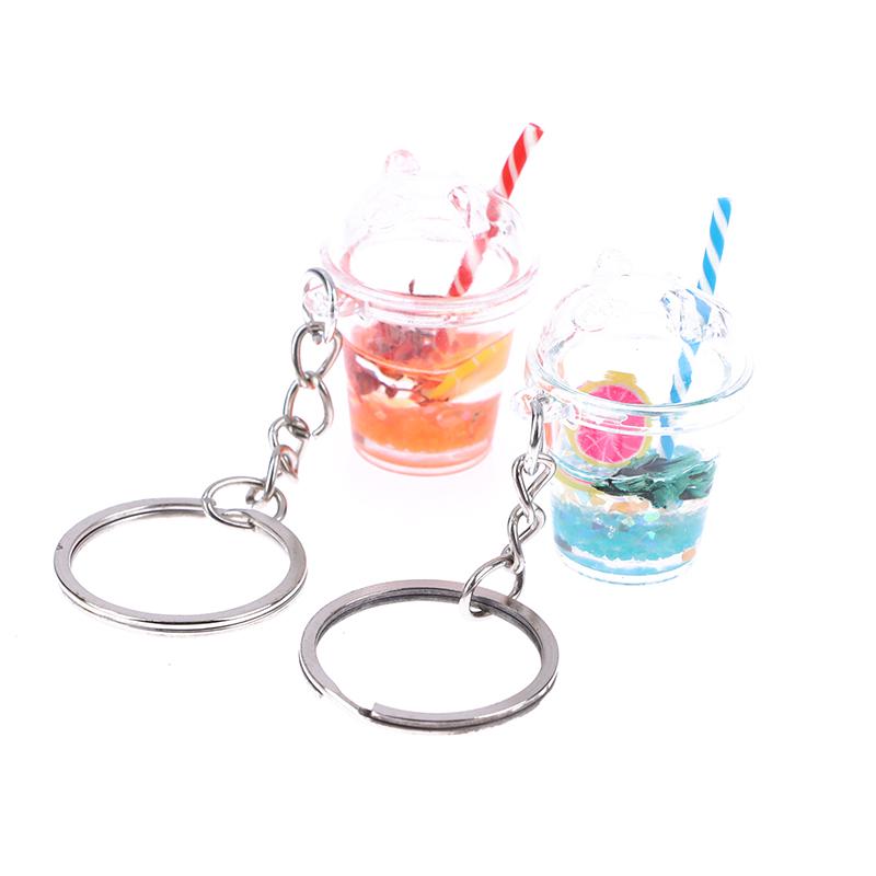 1 шт., креативный мини-светящийся молочный пузырь, чашка чая, брелок для ключей для женщин и мужчин, милая сумка, подвеска, кольцо для ключей от автомобиля, ювелирные изделия, подарки