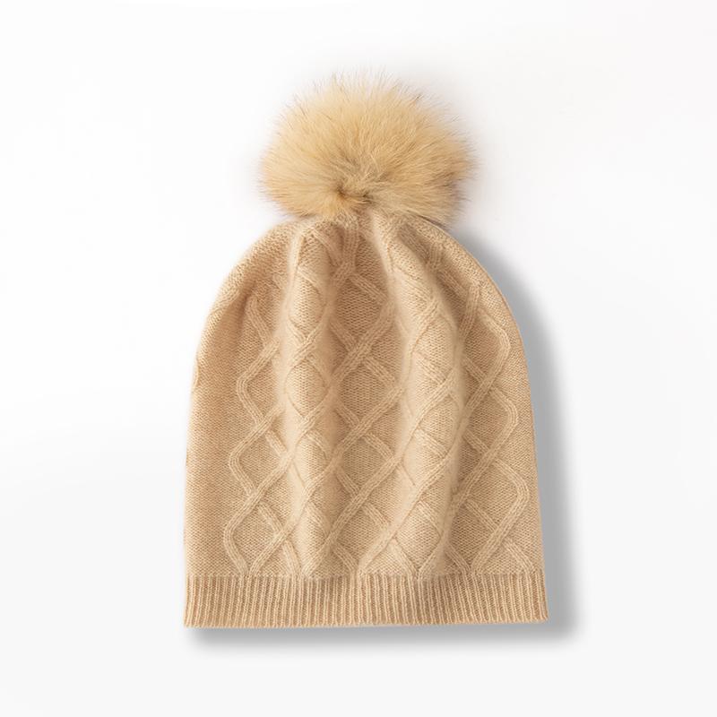 Женская шапка-бини из 100% чистого кашемира с помпоном, вязаная косами, зимняя, теплая, мягкая, свободная шапка-чулок, аксессуар для холодной погоды