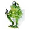 Frog Figurine Watching Phone Cartoon Frog Statue Resin Sculpture Indoor