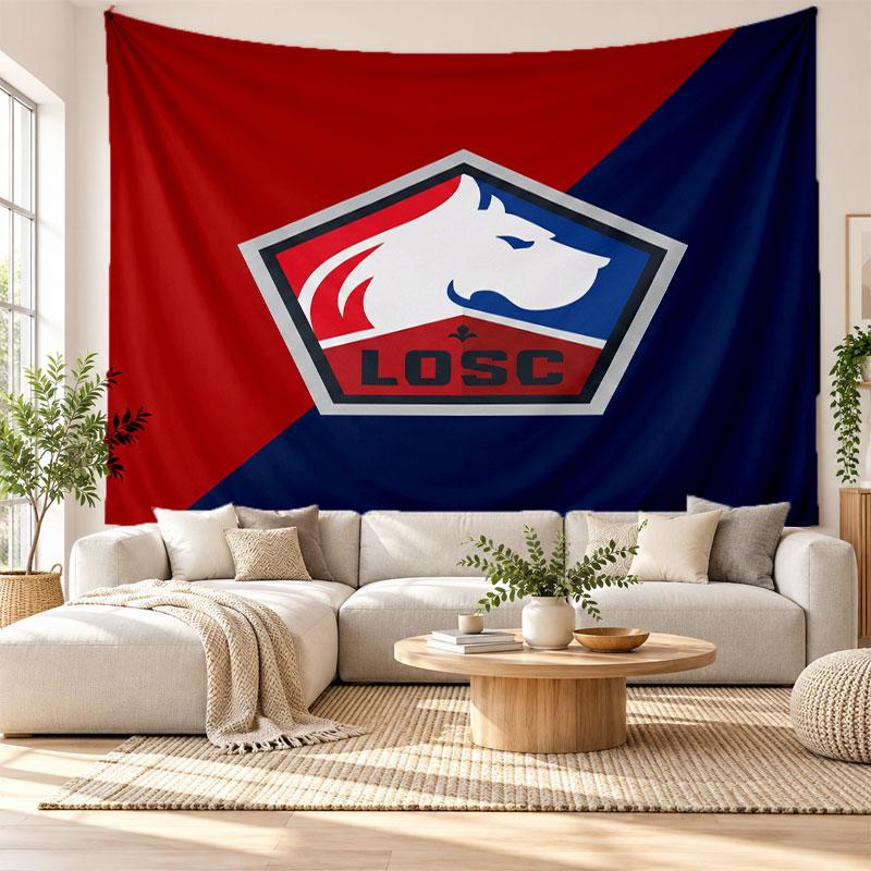 LOSC Lille FC Wall Tapestry, Soft Fabric Wall Hanging, Decorative Backdrop For Bedroom Home Wall Art