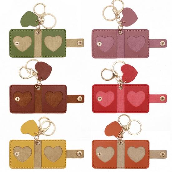 Family Photo Keychain Mini Album Faux Leather Personalized Picture Holder Retro Style Card Holder Key Ring