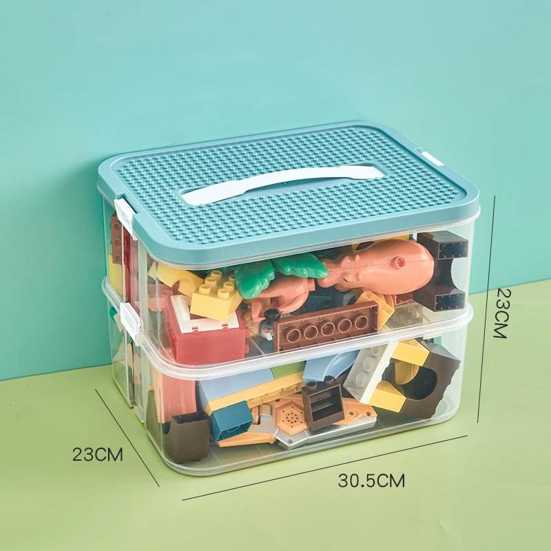 Building Blocks Toys Storage Box Compatible Organizer Kids Stackable Adjustable Storage Case with Handle Sundries Boxes