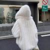 European and American Winter Plush Hooded Coat for Women - Plus Size, Loose Fit, Fluffy Fur Design.