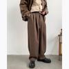 Men's Retro Brown Wide-Leg Sweatpants - Loose Straight Drape for Spring & Autumn