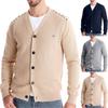 Men's Winter Long Sleeve Solid Color Sweater Jacket Men's Loose Solid Color Knitted Button Cardigan