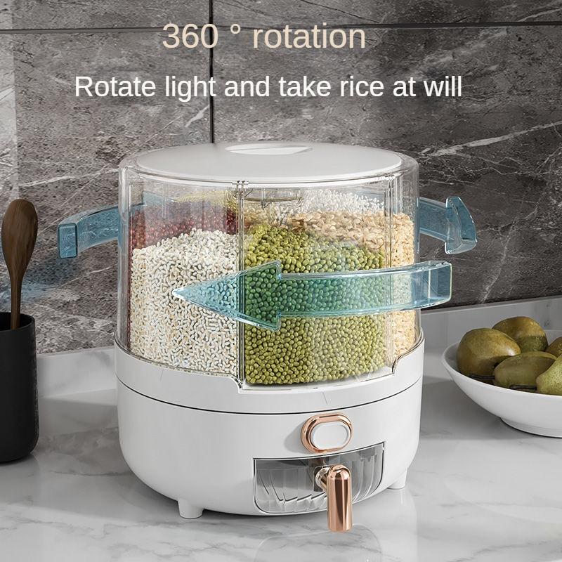 Ящик для хранения продуктов, отделение для ведра для риса, вращающийся ящик для хранения риса, домашняя устойчивая к насекомым и влаге герметичная коробка для хранения, банка для риса