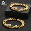 KALEN Hip Hop Stainless Steel Snake Bracelet for Men Rhinestone Gold Color Cuban Chain Accessories Party Jewelry Birthday Gift