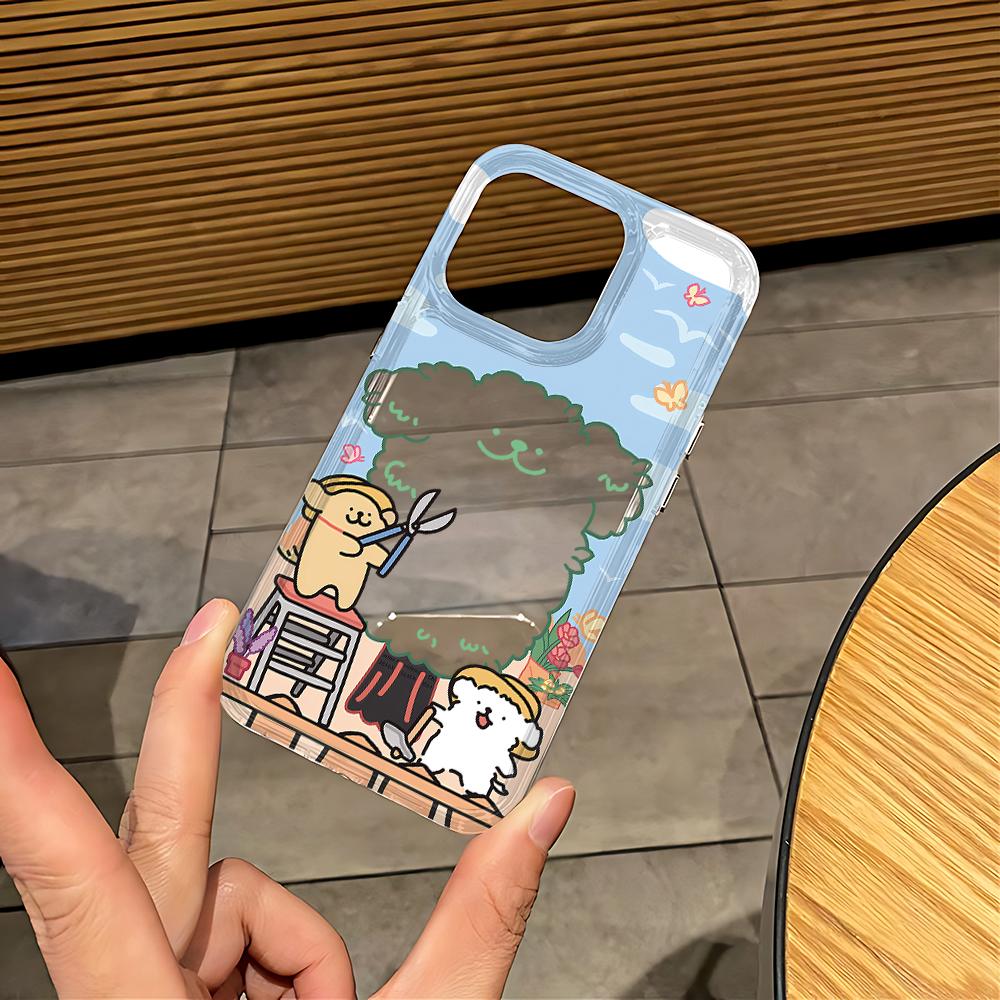 Милый мультяшный щенок Собака Чехол для телефона iPhone 17 16e 16 15 14 13 12 11 Pro Max 7 8 Plus X XR Подушка безопасности Защита от падения Прозрачный чехол