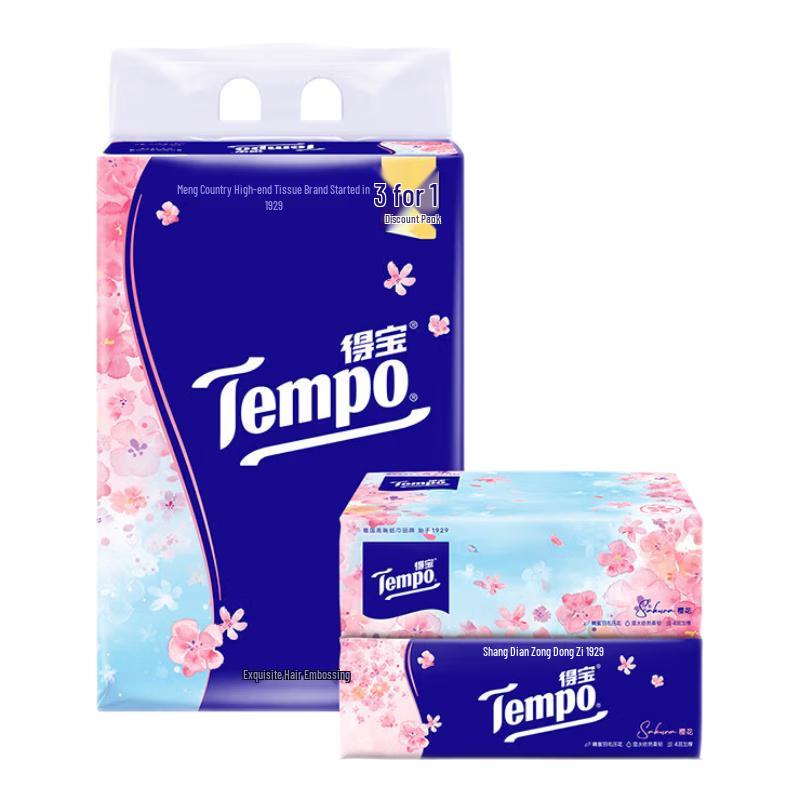 Бумажные салфетки Tempo, 4 слоя, с ароматом вишневого цвета