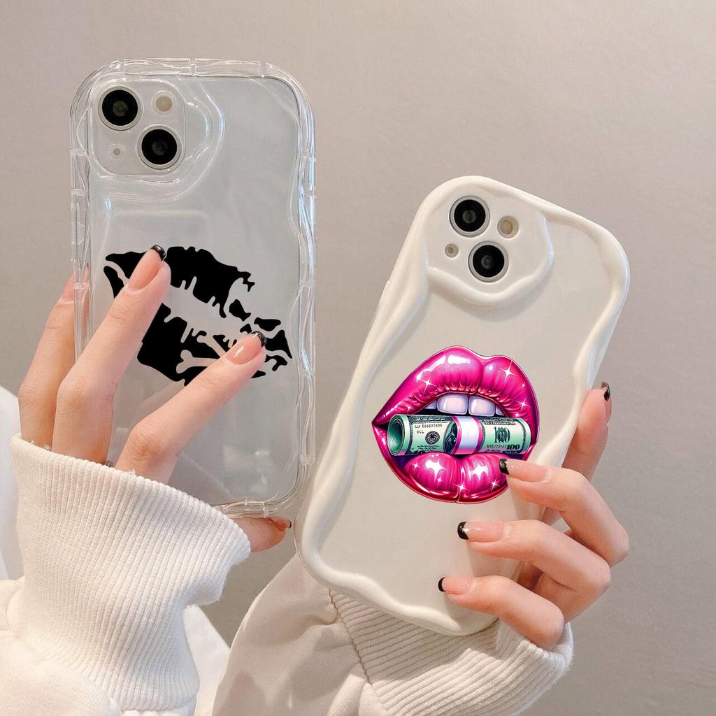 LZ18 Lips Kiss Clear Soft Wave Phone Cases for Samsung S24 S23 Ultra S20 FE A54 A14 A52s A51 S10 Huawei Honor 90 Protection Back Cover