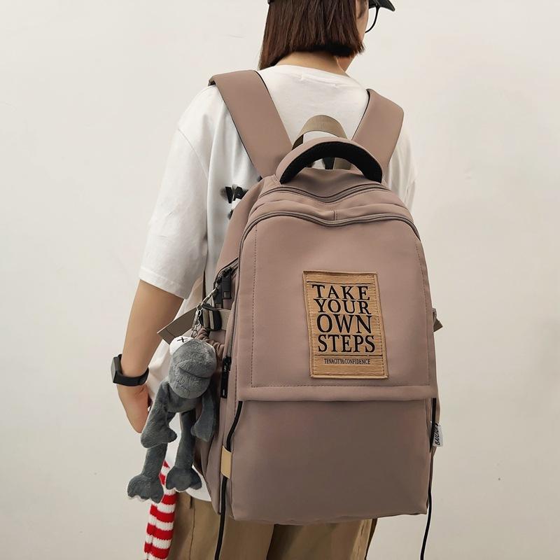 Большая вместимость школьного рюкзака для студента, женский дорожный рюкзак, однотонный мужской рюкзак с буквами