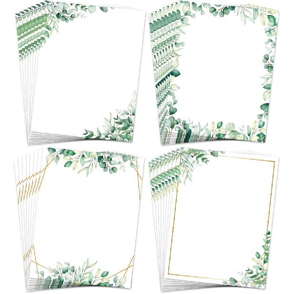AnyDesign 48 Sheet Sunflower Border Stationery Writing Paper Watercolor Sunflower Letterhead Paper Floral Border Greeting Paper for Wedding Party