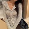 Knitted Cardigan Women  Collar Sweater Coat Vintage Long Sleeve Single Breasted Top Autumn Fashion Girls Knitwear Jumper