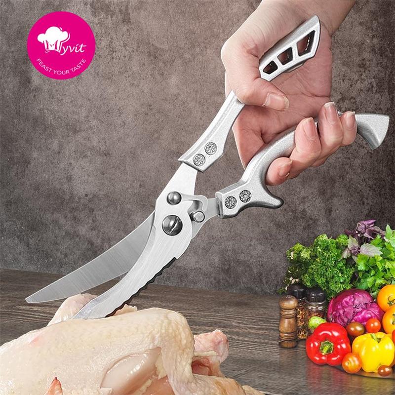 Kitchen Scissors Chicken Bone Kitchen Shears Duck Fish Cutter Stainless Steel Scissors Scale Clean Cook Scissors Knife
