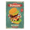 Hamburger Metal Tin Sign Plaque Vintage Burgers and Fries Metal Plate Poster Kitchen Restaurant Shop Wall Decor