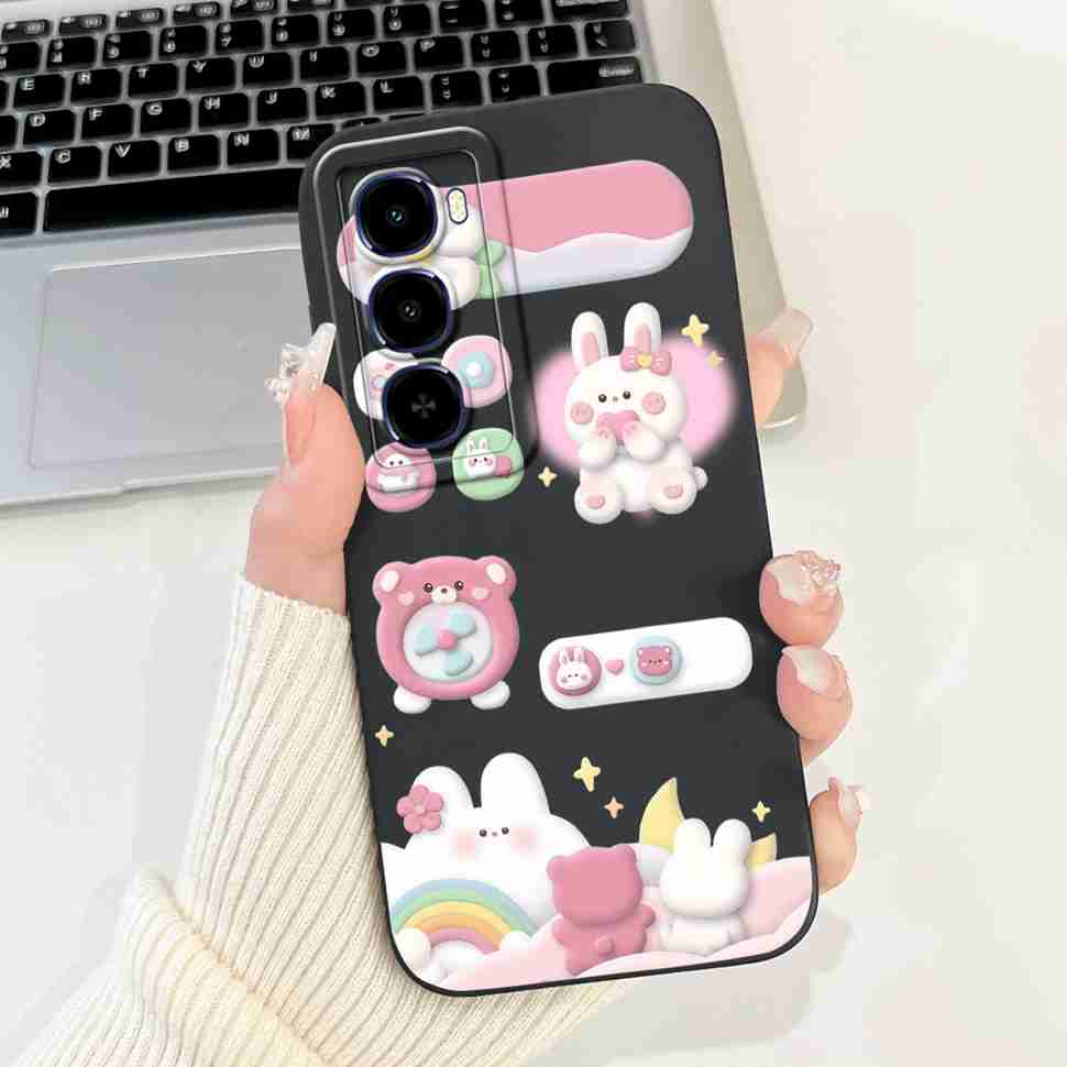 For itel City 100 4G C671L Case Cute Butterfly Rabbit Soft Silicone Back Cover For ITEL City100 4G 6.75" Fashion Bow Phone Shell